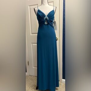 Chic Teal Maxi Dress with Knot Detail